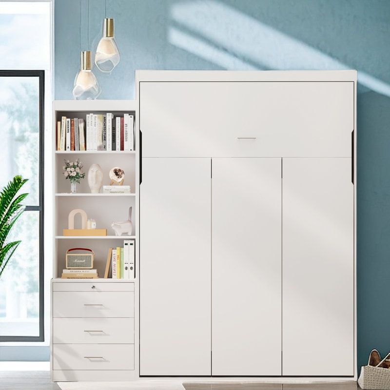 Hokku Designs Gricell Full Size Vertical Murphy Bed with Shelf and